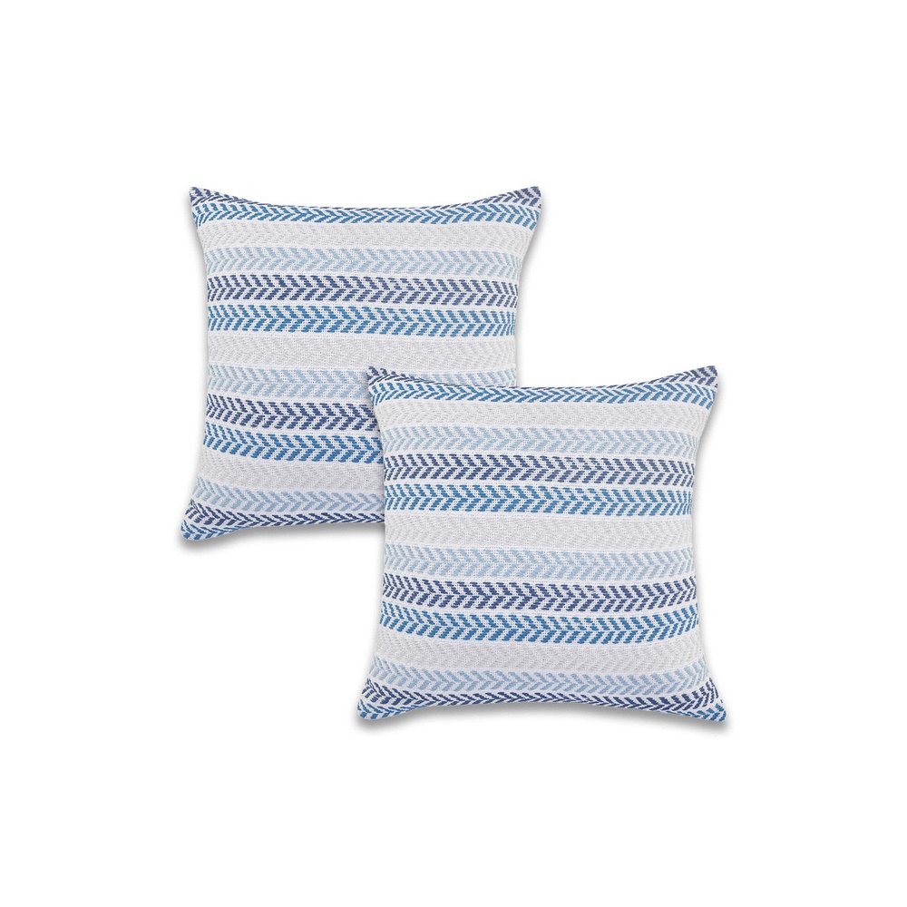 Set of Two 18" X 18" Black Beach Chevron Cotton Zippered Pillow