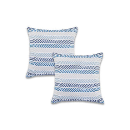 Set of Two 18" X 18" Yellow Beach Chevron Cotton Zippered Pillow