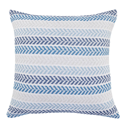 Set of Two 18" X 18" Blue Beach Chevron Cotton Zippered Pillow