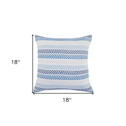 Set of Two 18" X 18" Blue Beach Chevron Cotton Zippered Pillow