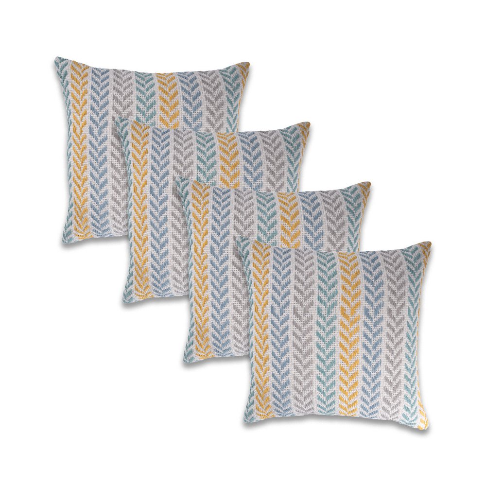 Set of Four 18" X 18" Purple Beach Chevron Cotton Zippered Pillow