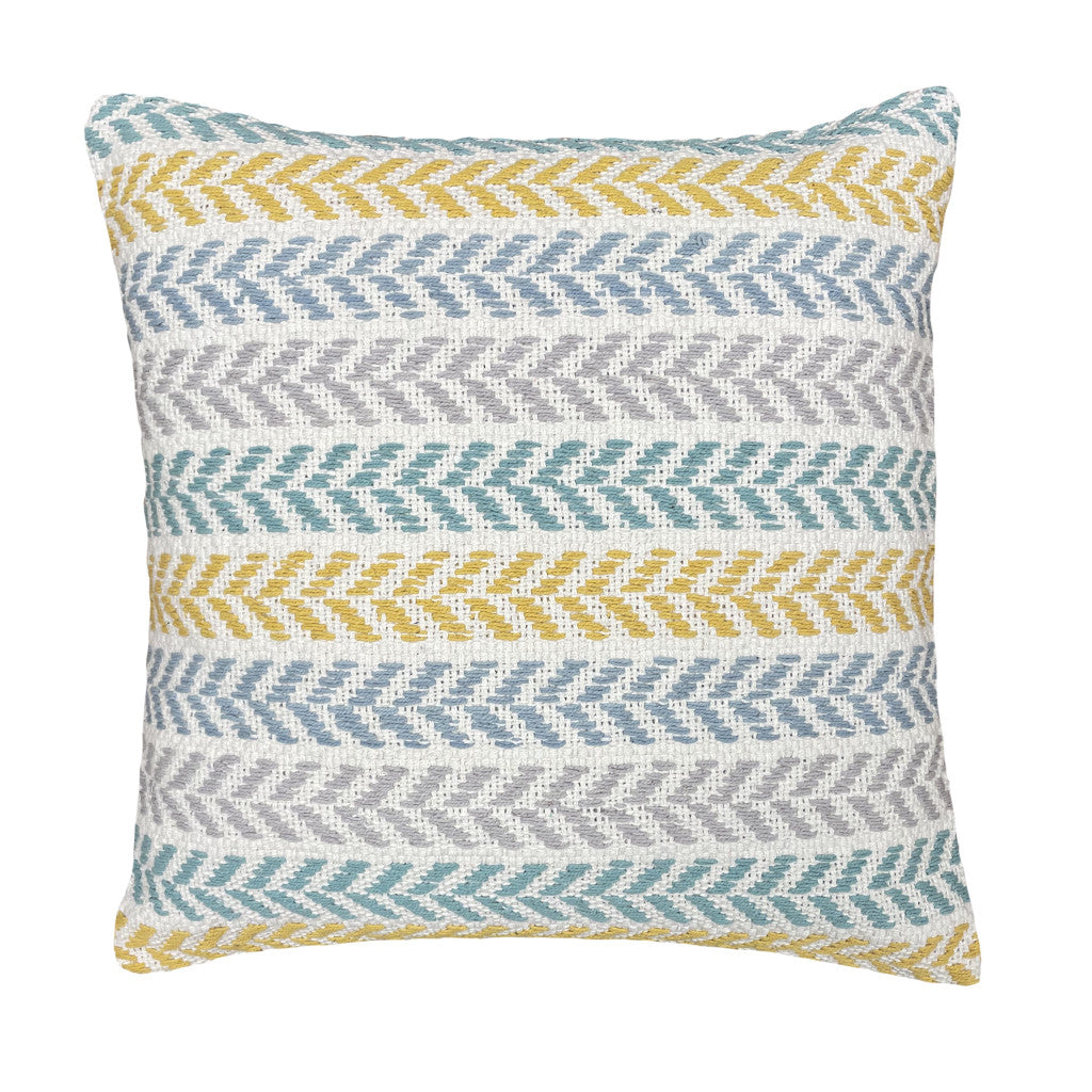 Set of Four 18" X 18" Blue Beach Chevron Cotton Zippered Pillow