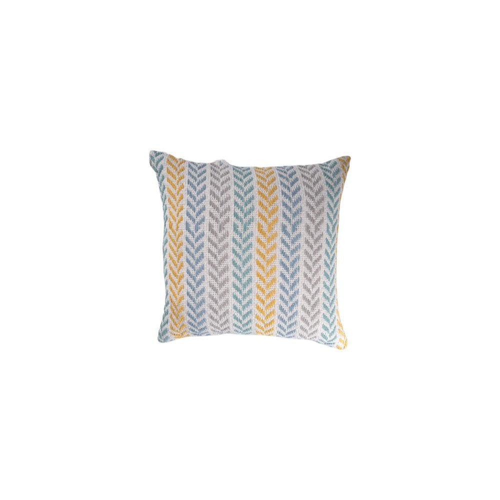 Set of Four 18" X 18" Blue Beach Chevron Cotton Zippered Pillow