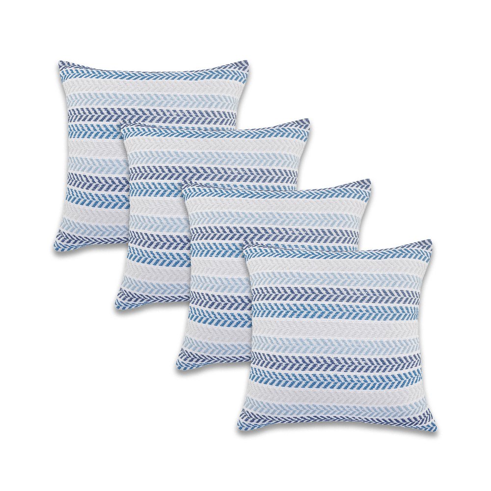 Set of Four 18" X 18" Black Beach Chevron Cotton Zippered Pillow