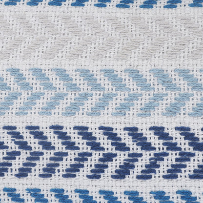 Set of Four 18" X 18" Blue Beach Chevron Cotton Zippered Pillow