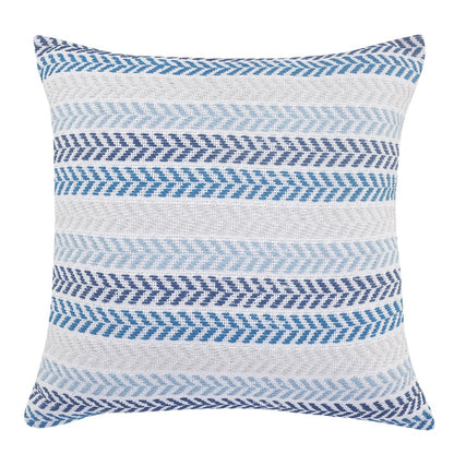 Set of Four 18" X 18" Blue Beach Chevron Cotton Zippered Pillow