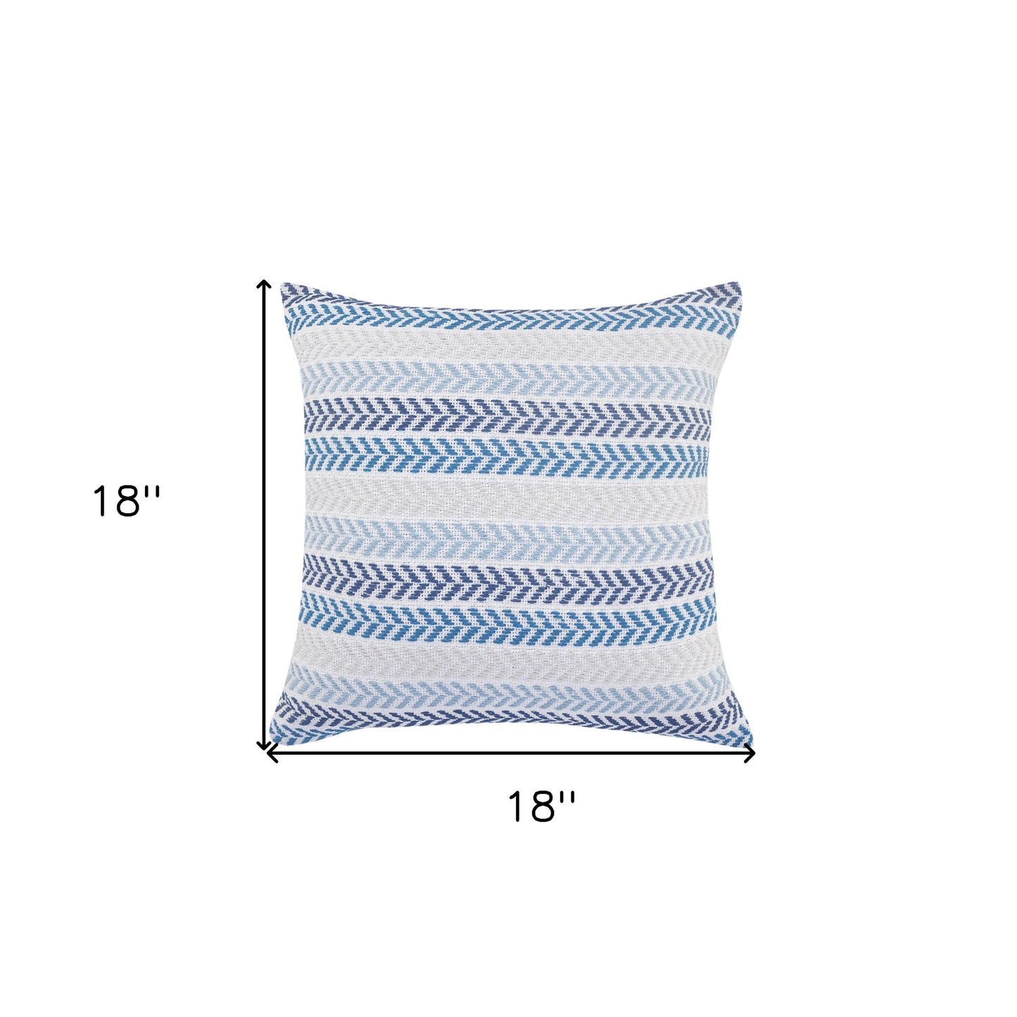 Set of Four 18" X 18" Blue Beach Chevron Cotton Zippered Pillow