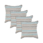 Set of Four 18" X 18" Blue Beach Chevron Cotton Zippered Pillow