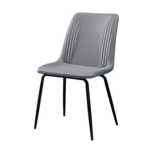 Set of Two Gray and Black Upholstered Faux Leather Dining Side Chairs
