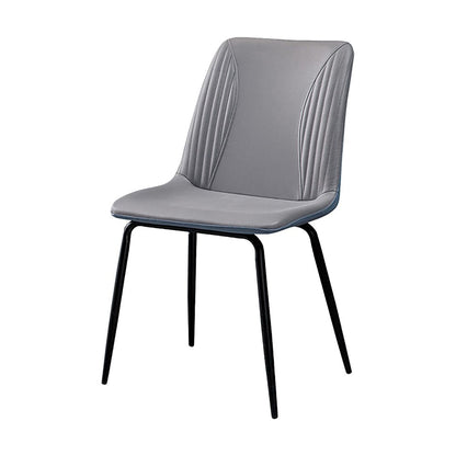 Set of Two Gray and Black Upholstered Faux Leather Dining Side Chairs