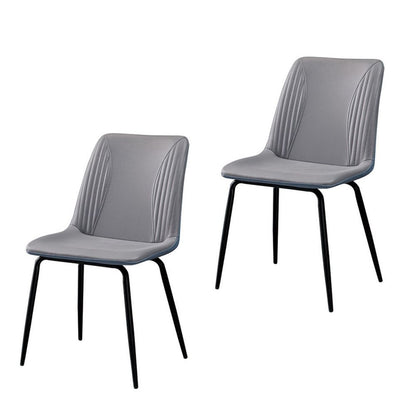 Set of Two Gray and Black Upholstered Faux Leather Dining Side Chairs