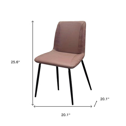 Set of Two Brown and Black Upholstered Faux Leather Dining Side Chairs