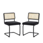 Set of Two Navy Blue and Silver Upholstered Velvet Dining Side Chairs