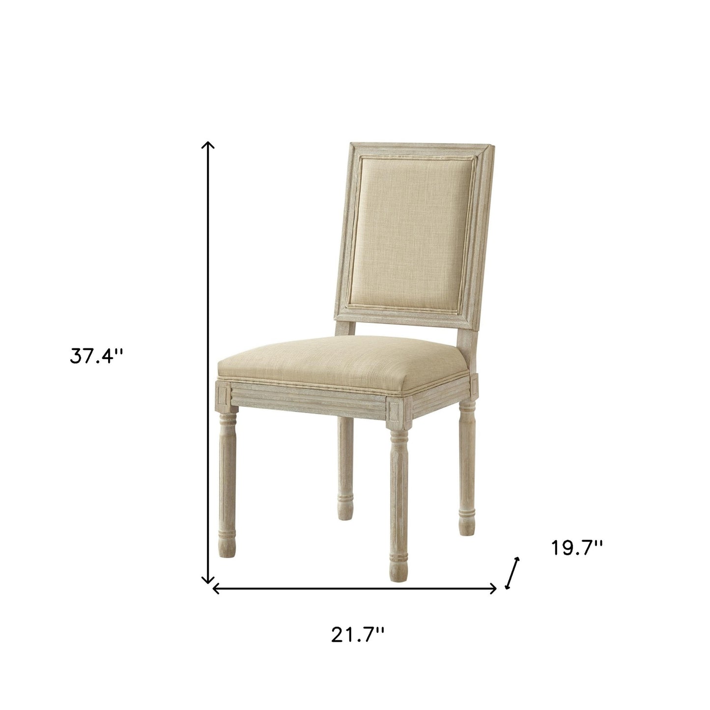 Set of Two Beige and Brown Upholstered Linen Dining Side Chairs