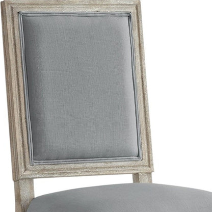 Set of Two Beige and Brown Upholstered Linen Dining Side Chairs