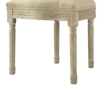 Tufted Beige and Brown Upholstered Linen Dining Side Chair