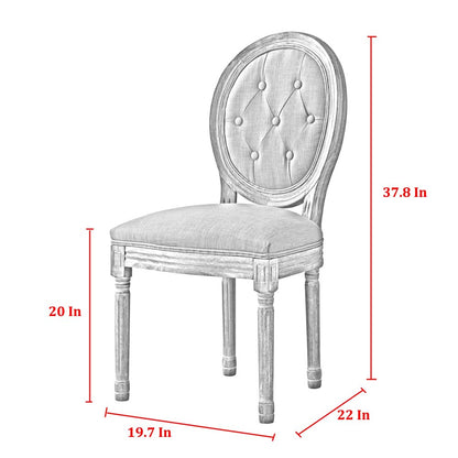 Tufted Beige and Brown Upholstered Linen Dining Side Chair