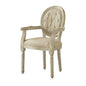 Tufted Beige and Brown Upholstered Linen Dining Arm Chair