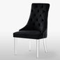 Set of Two Tufted Black and Clear Upholstered Velvet Dining Side Chairs