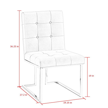 Set of Two Tufted Navy Blue And Gold Upholstered Velvet Dining Side Chairs