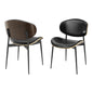 Set of Two Black Upholstered Faux Leather Curved Back Dining Side Chairs