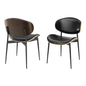 Set of Two Black Faux Leather and Wood Partially Open Back Dining Side Chairs