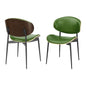 Set of Two Green And Black Upholstered Faux Leather Curved Back Dining Side Chairs