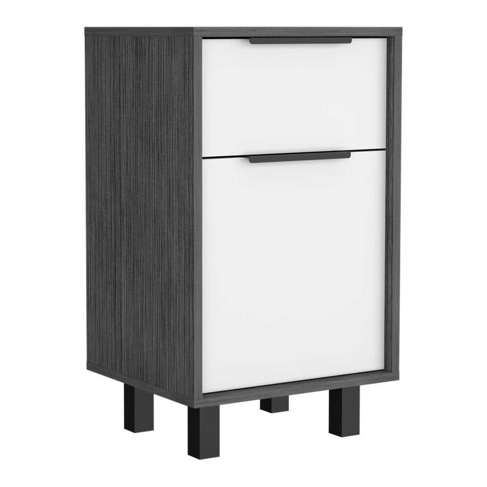 28" Gray Wood One Drawer Nightstand