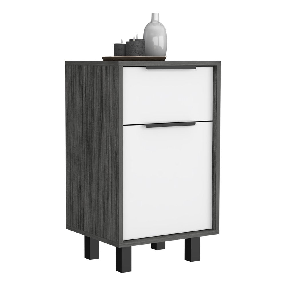 28" Gray Wood One Drawer Nightstand