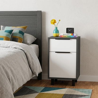 28" Gray Wood One Drawer Nightstand