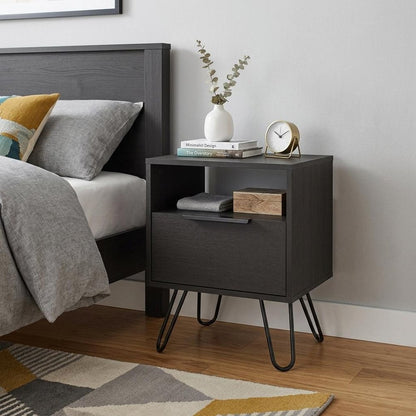 22" Black Wood Nightstand