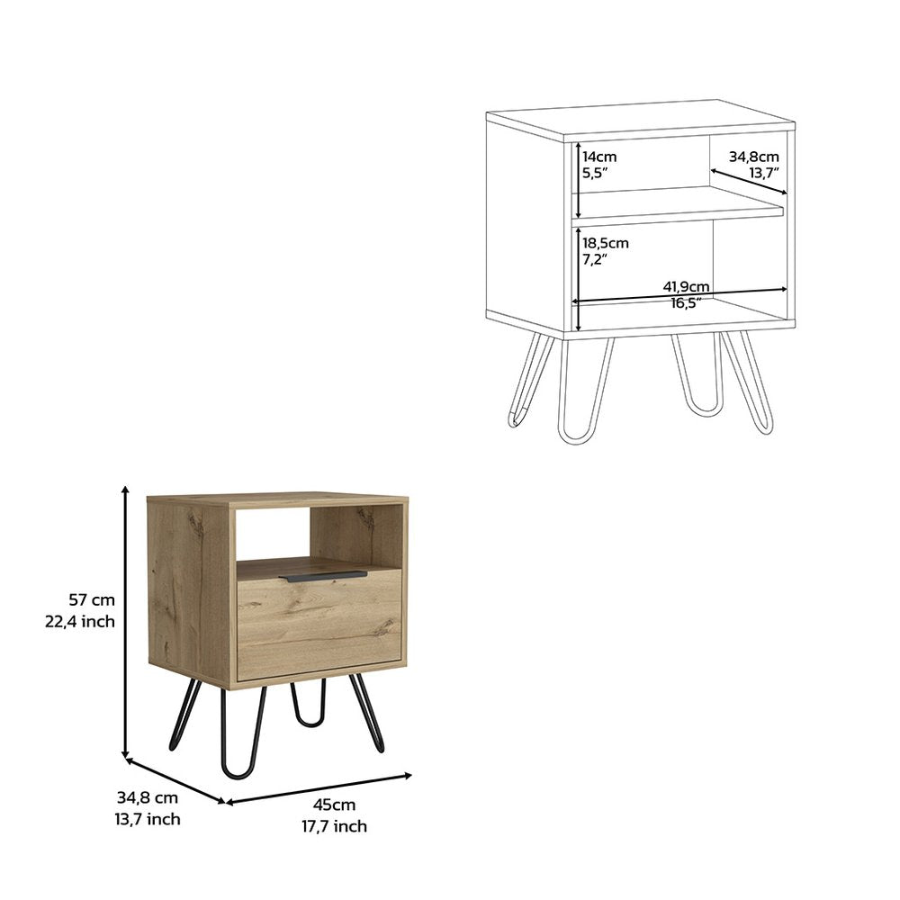 22" Beige Wood Nightstand