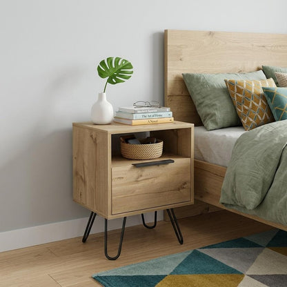 22" Beige Wood Nightstand