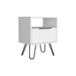 22" White Faux Wood Nightstand With Storage