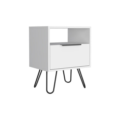 22" White Wood Nightstand