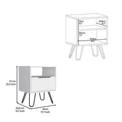 22" White Wood Nightstand