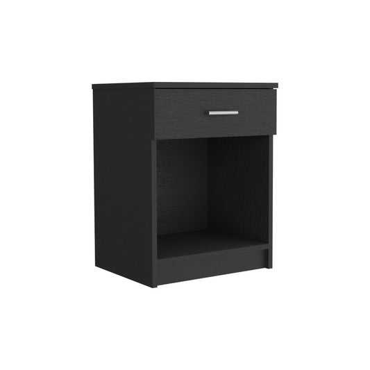 22" Black Wood One Drawer Nightstand