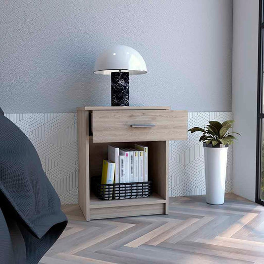 22" Gray Wood One Drawer Nightstand