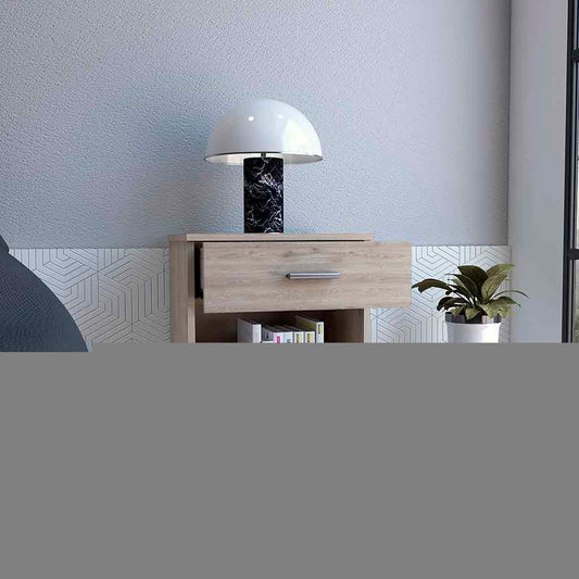 22" Gray Wood One Drawer Nightstand
