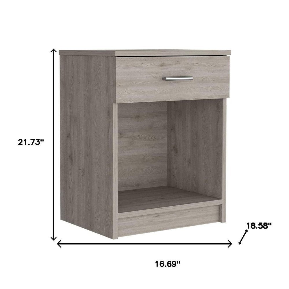 22" Gray Wood One Drawer Nightstand
