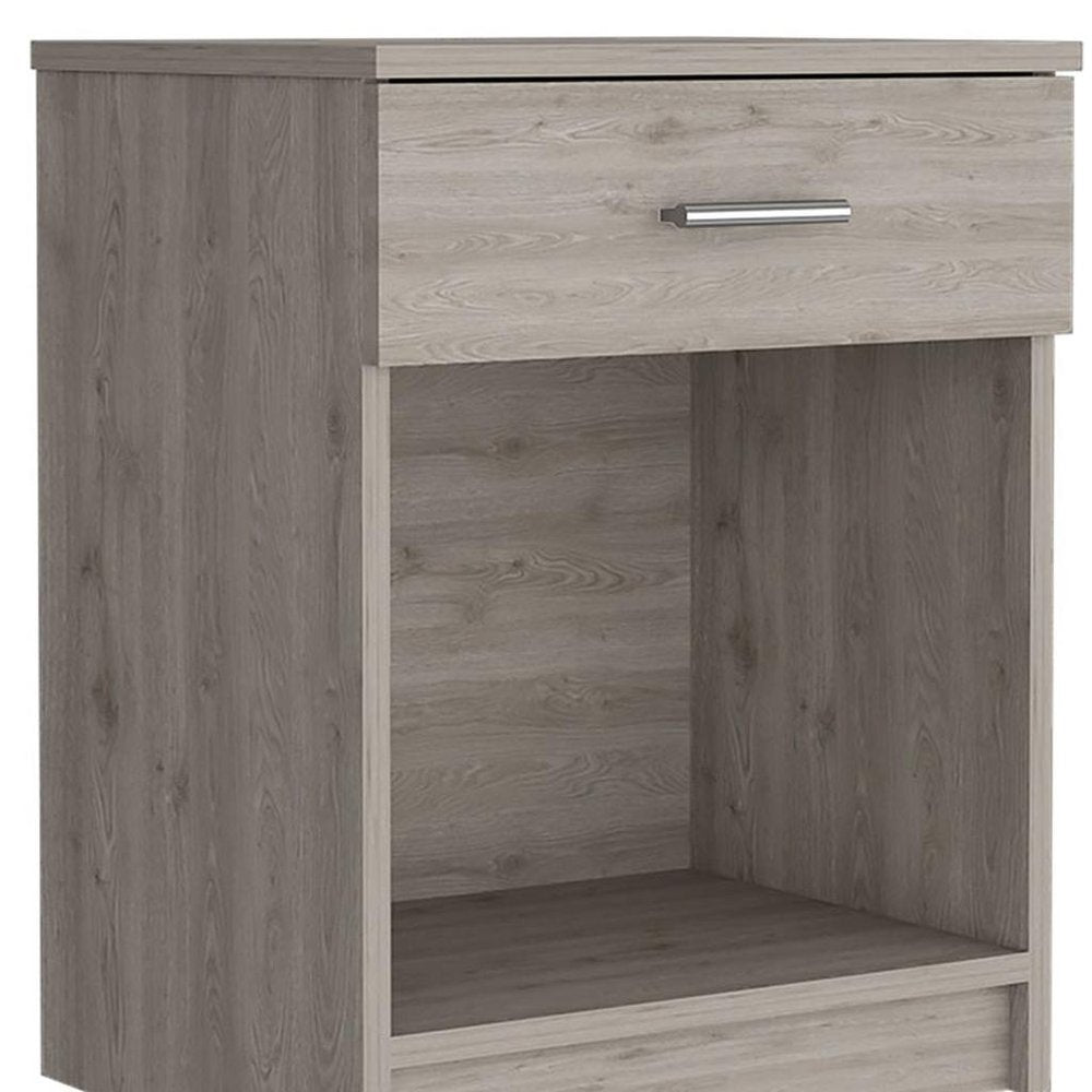 22" Gray Wood One Drawer Nightstand