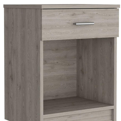 22" Gray Wood One Drawer Nightstand