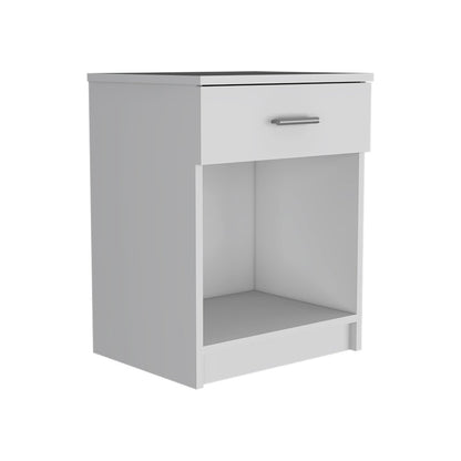 22" White Wood One Drawer Nightstand