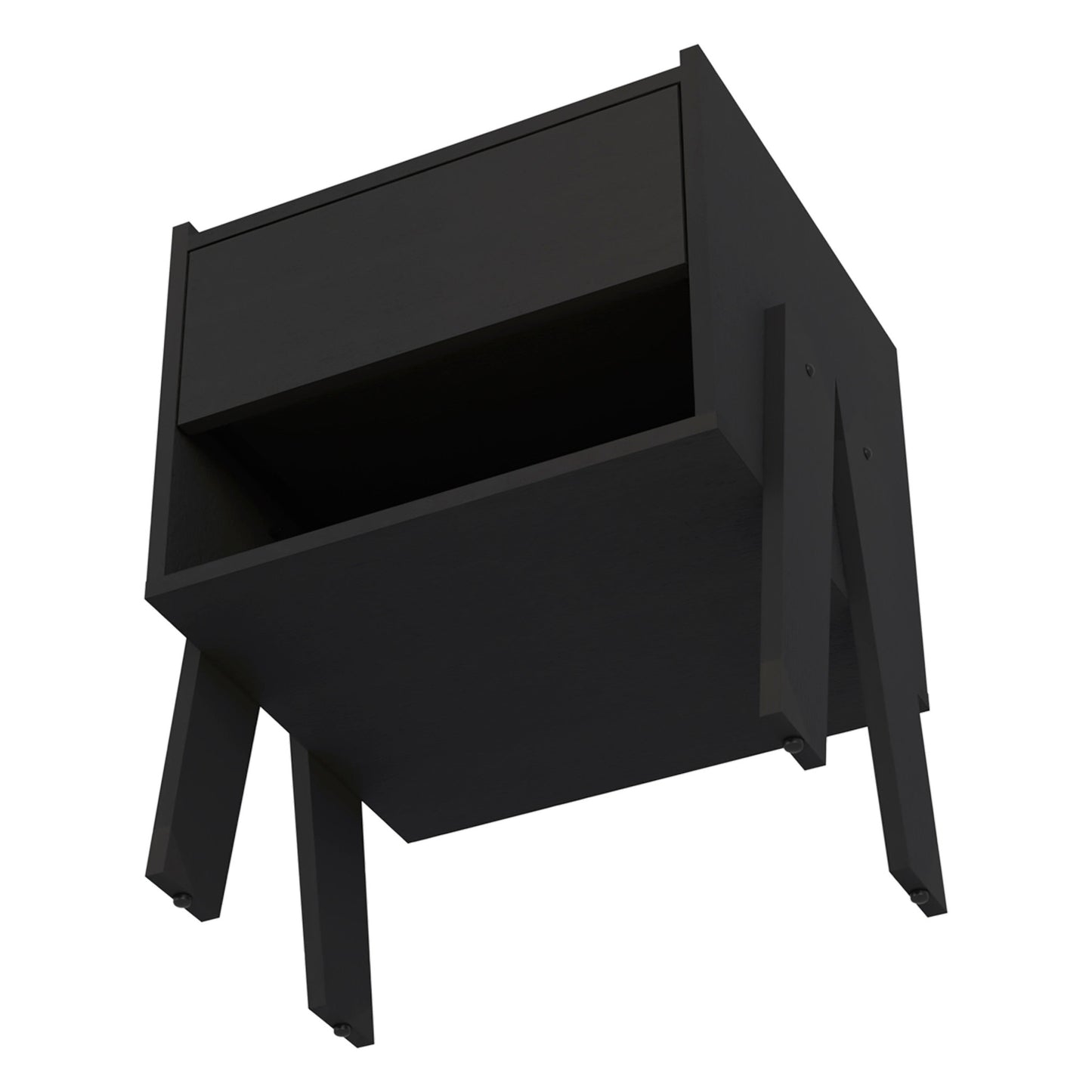 22" Black One Drawer Faux Wood Nightstand