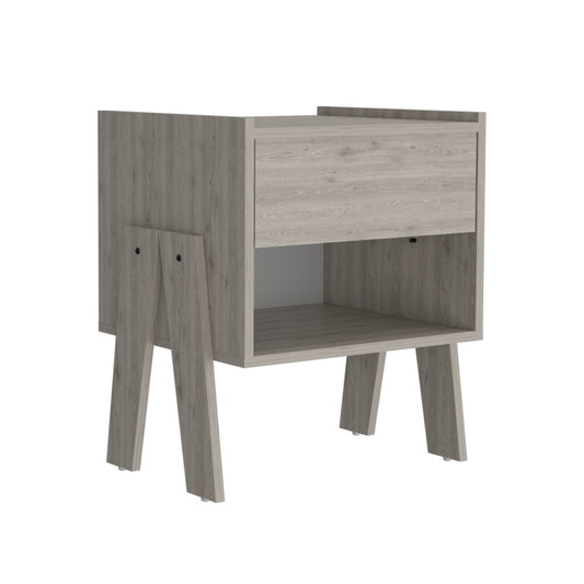 22" Gray Wood One Drawer Nightstand