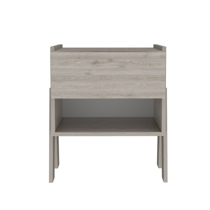 22" Gray Wood One Drawer Nightstand