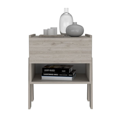 22" Gray Wood One Drawer Nightstand