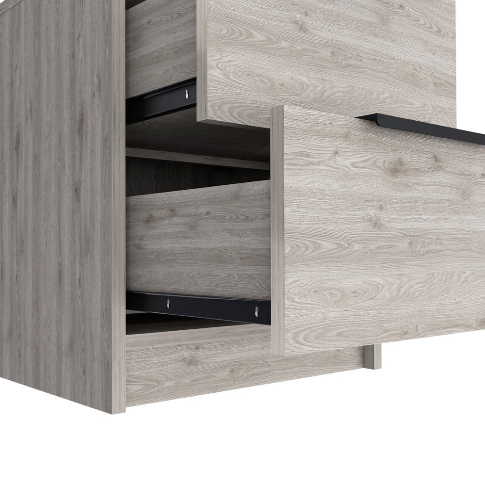 19" Gray Wood Two Drawer Nightstand