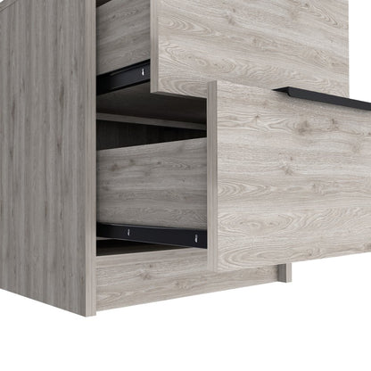 19" Gray Wood Two Drawer Nightstand