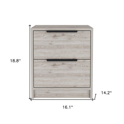 19" Gray Wood Two Drawer Nightstand